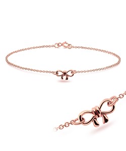 Cutie Bow Rose Gold Plated Silver Anklet ANK-324-RO-GP